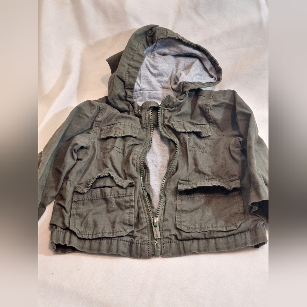 Old Navy Kids' Olive Green Hooded Utility Jacket